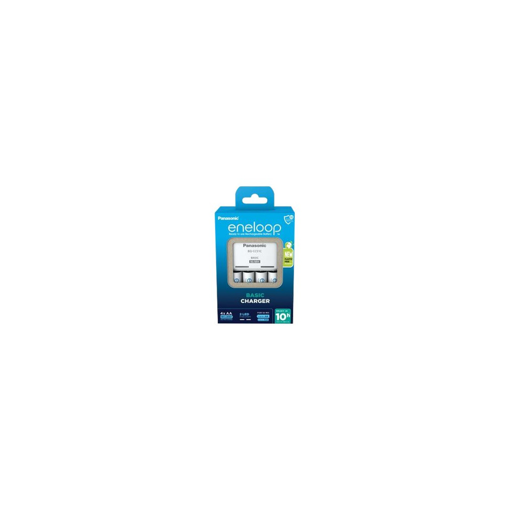 Produktbild för Panasonic eneloop Basic BQ-CC51 batteriladdare - 4 x AA-typ - NiMH - Eurokontakt