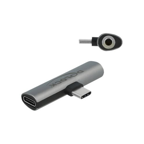 DeLOCK Delock USB-C till hörlursuttag/laddningsadapter - ljud/USB