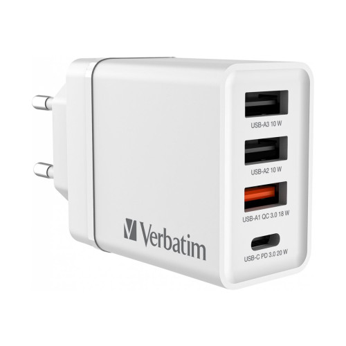 VERBATIM Verbatim strömadapter - USB-C, 3 x USB typ A - 30 watt