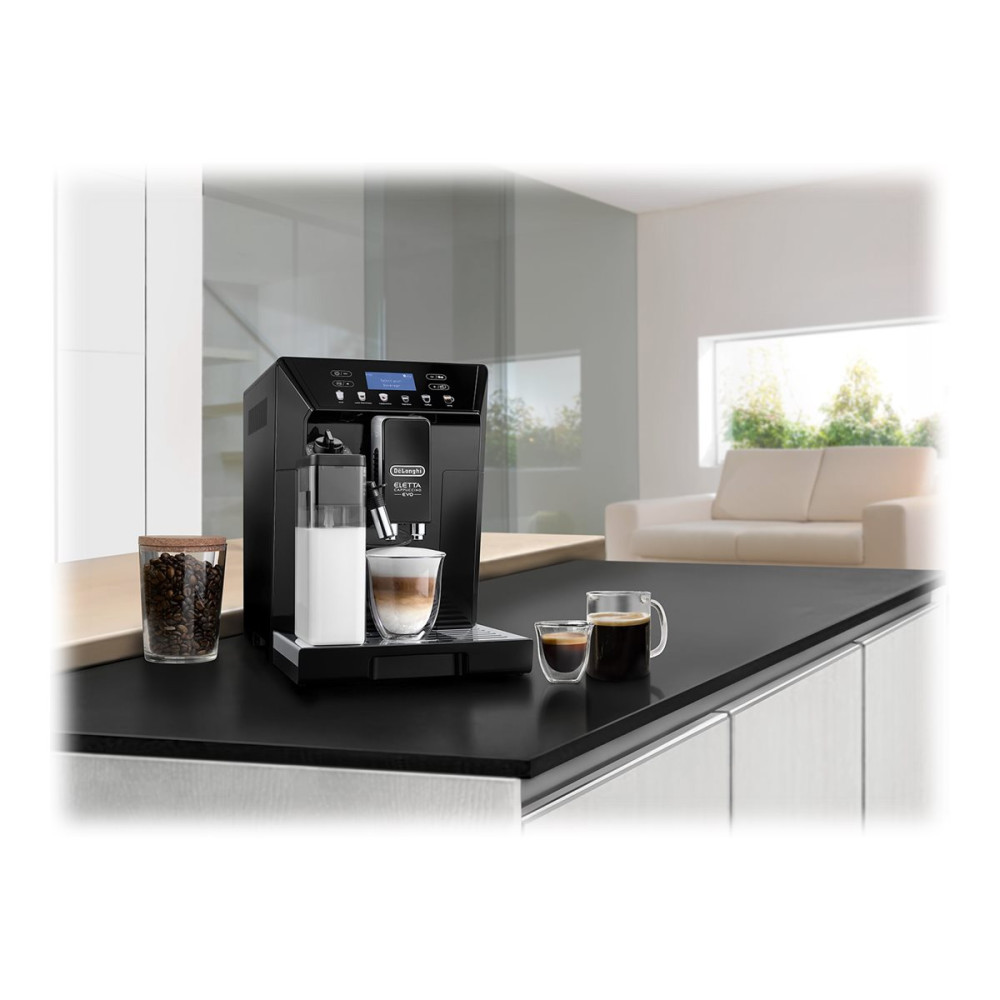 Produktbild för De'Longhi Eletta Cappuccino Evo ECAM46.860.B - automatisk kaffekokare med mjölkskummare - 15 bar - svart