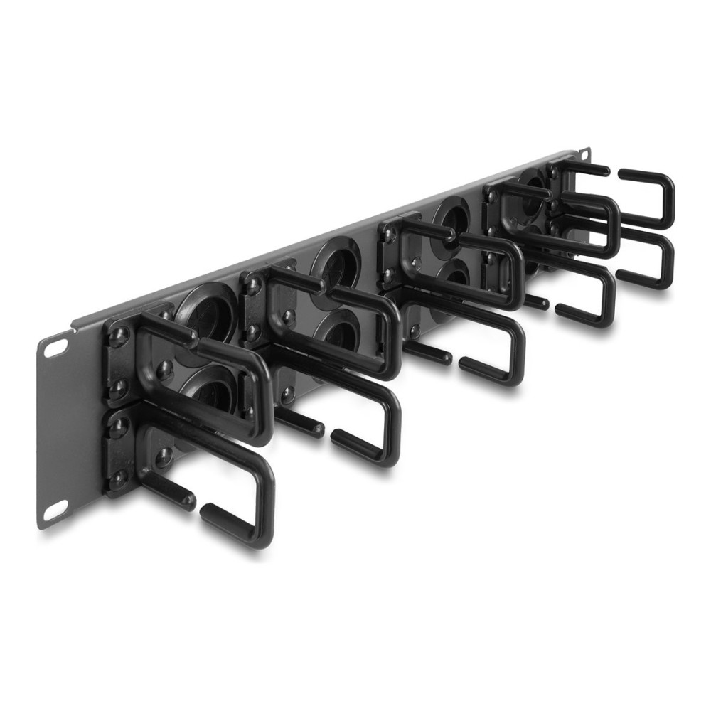 Produktbild för Delock - racks kabelhantering routing panel - 8 gummiklämmsinlopp, 10 krokar - 2U