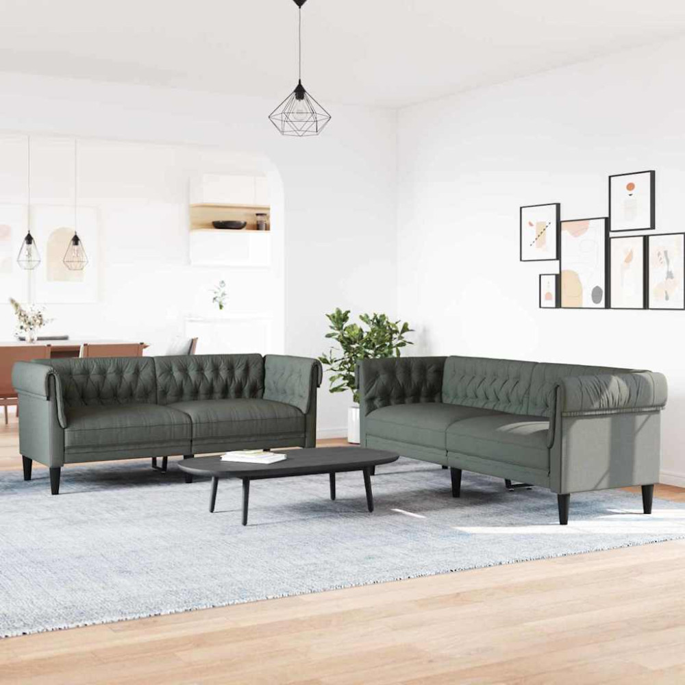 Produktbild för Vardagsrumsoffa 2 pcs Mörkgrå 201,5 x 74,5 x 74,5 cm tyg