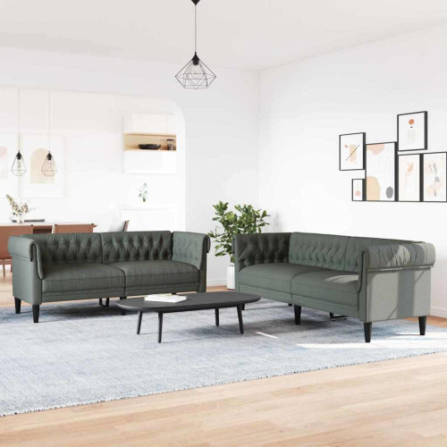 vidaXL Vardagsrumsoffa 2 pcs Mörkgrå 201,5 x 74,5 x 74,5 cm tyg