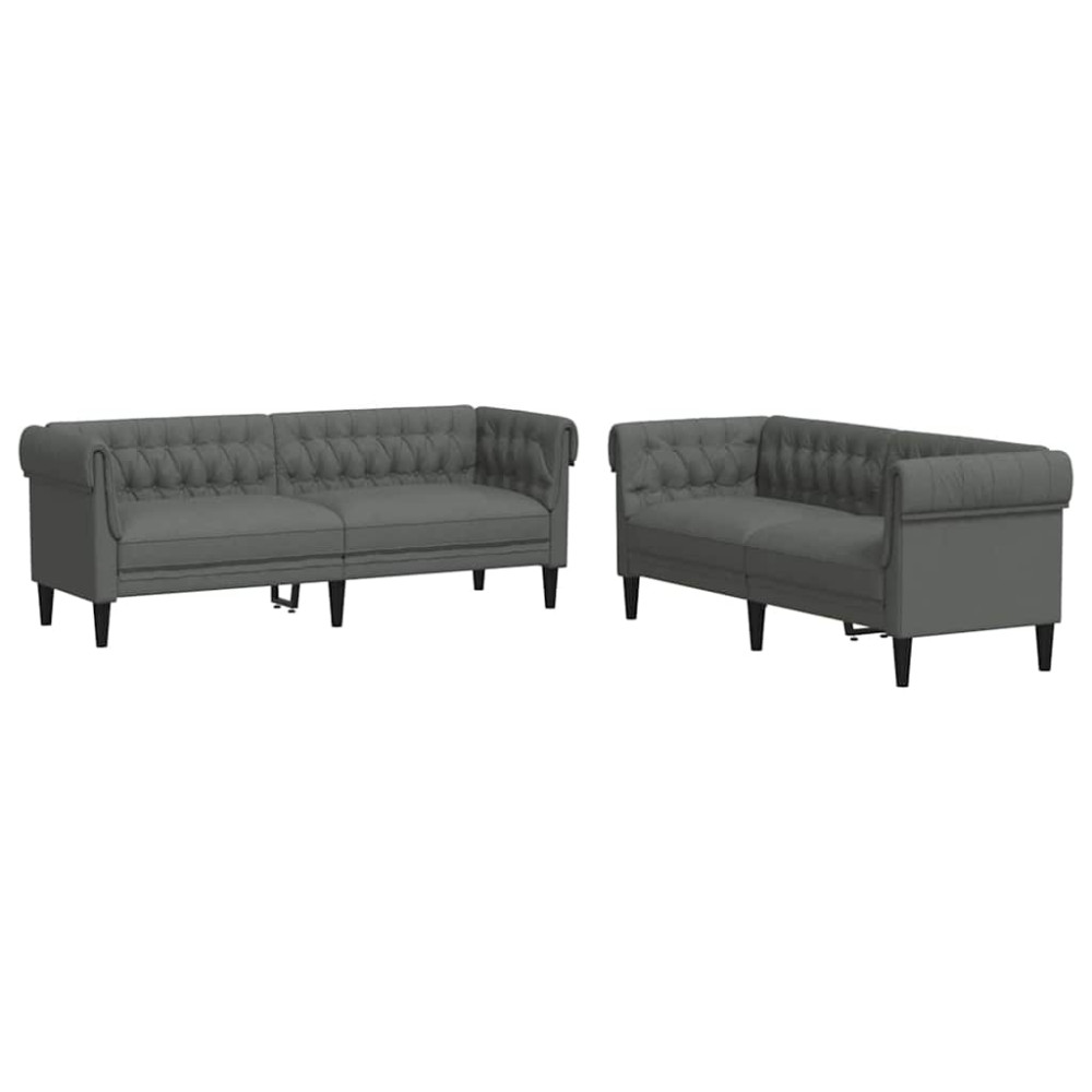 Produktbild för Vardagsrumsoffa 2 pcs Mörkgrå 201,5 x 74,5 x 74,5 cm tyg