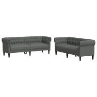 Produktbild för Vardagsrumsoffa 2 pcs Mörkgrå 201,5 x 74,5 x 74,5 cm tyg
