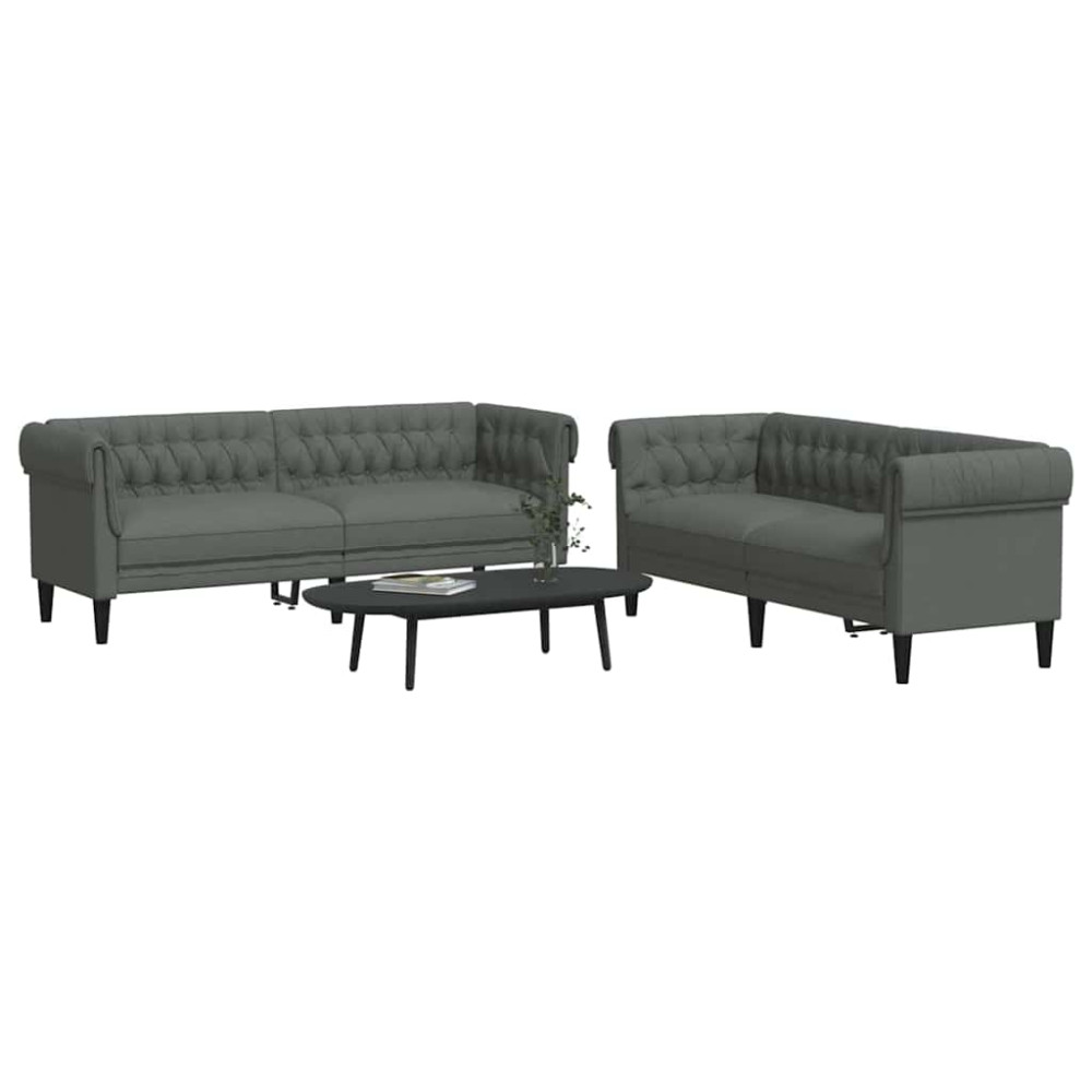 Produktbild för Vardagsrumsoffa 2 pcs Mörkgrå 201,5 x 74,5 x 74,5 cm tyg