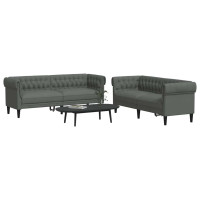 Produktbild för Vardagsrumsoffa 2 pcs Mörkgrå 201,5 x 74,5 x 74,5 cm tyg