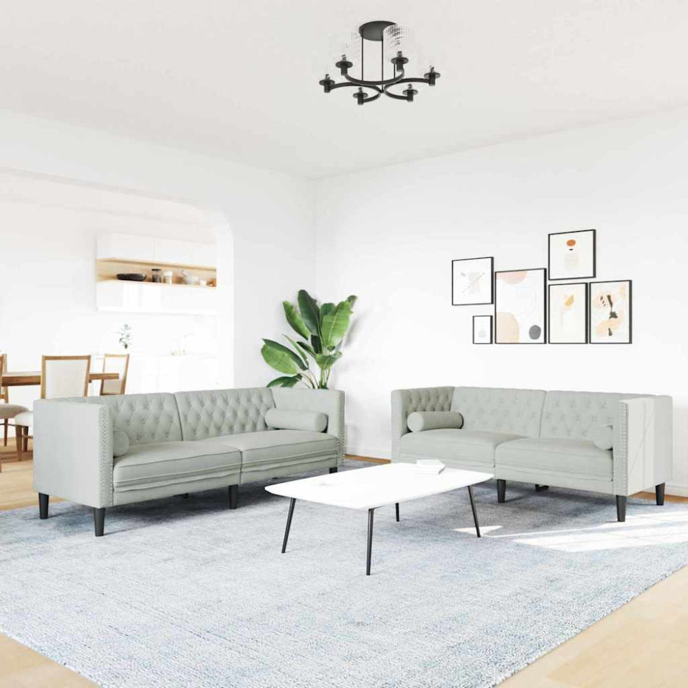 Produktbild för Vardagsrumsoffa 2 pcs Ljusgrå 194 x 74,5 x 70,5 cm Sammet