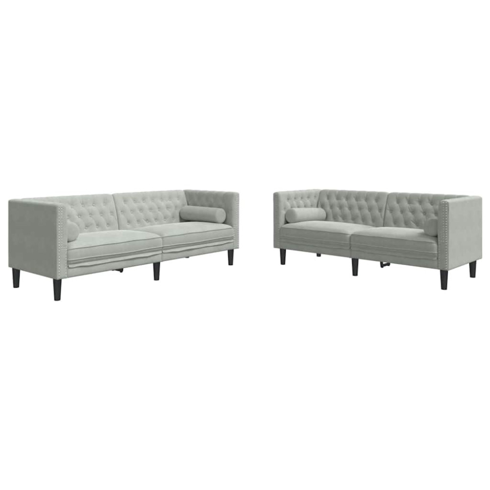 Produktbild för Vardagsrumsoffa 2 pcs Ljusgrå 194 x 74,5 x 70,5 cm Sammet