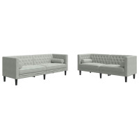 Produktbild för Vardagsrumsoffa 2 pcs Ljusgrå 194 x 74,5 x 70,5 cm Sammet