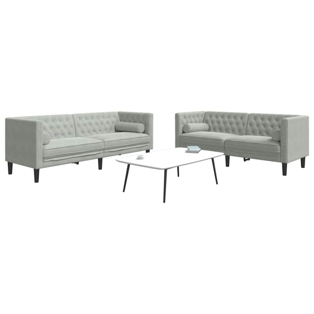 Produktbild för Vardagsrumsoffa 2 pcs Ljusgrå 194 x 74,5 x 70,5 cm Sammet