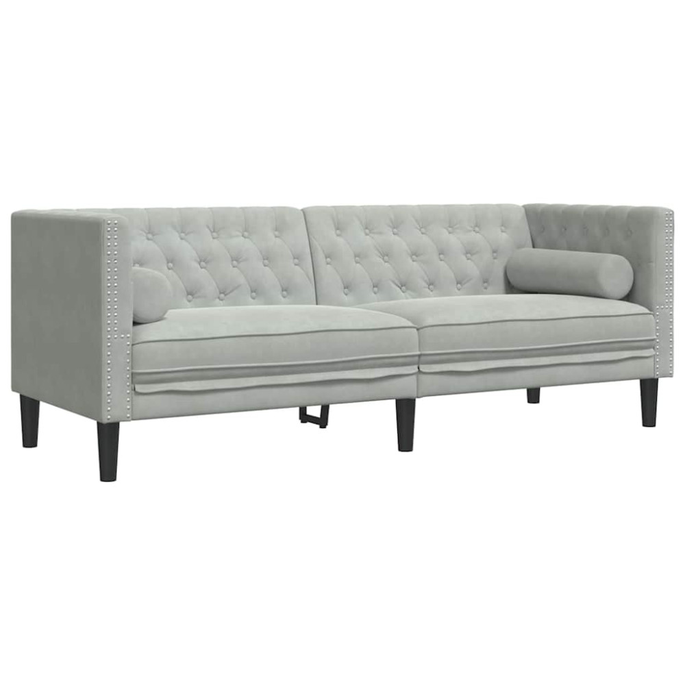 Produktbild för Vardagsrumsoffa 2 pcs Ljusgrå 194 x 74,5 x 70,5 cm Sammet