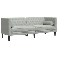 Produktbild för Vardagsrumsoffa 2 pcs Ljusgrå 194 x 74,5 x 70,5 cm Sammet
