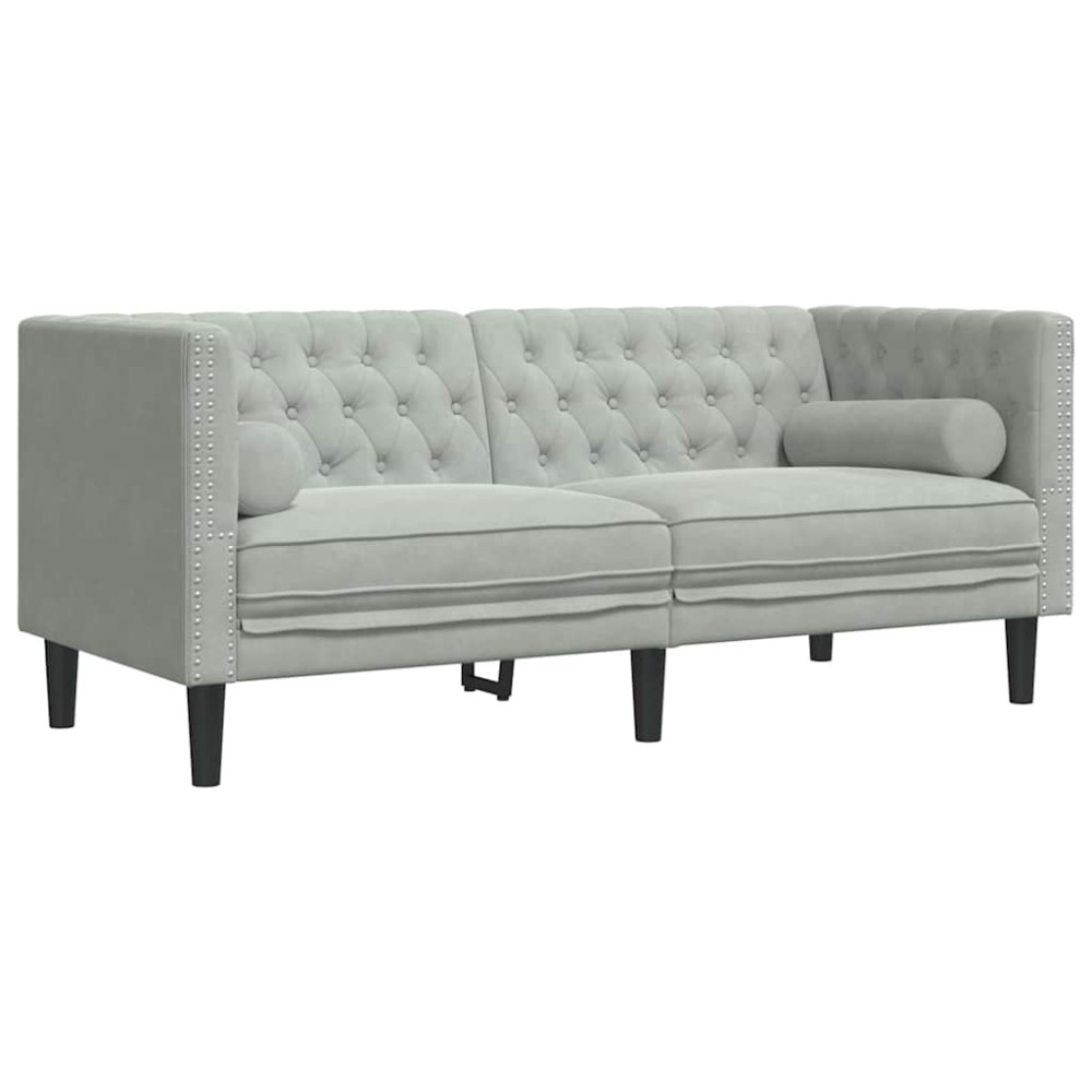 Produktbild för Vardagsrumsoffa 2 pcs Ljusgrå 194 x 74,5 x 70,5 cm Sammet