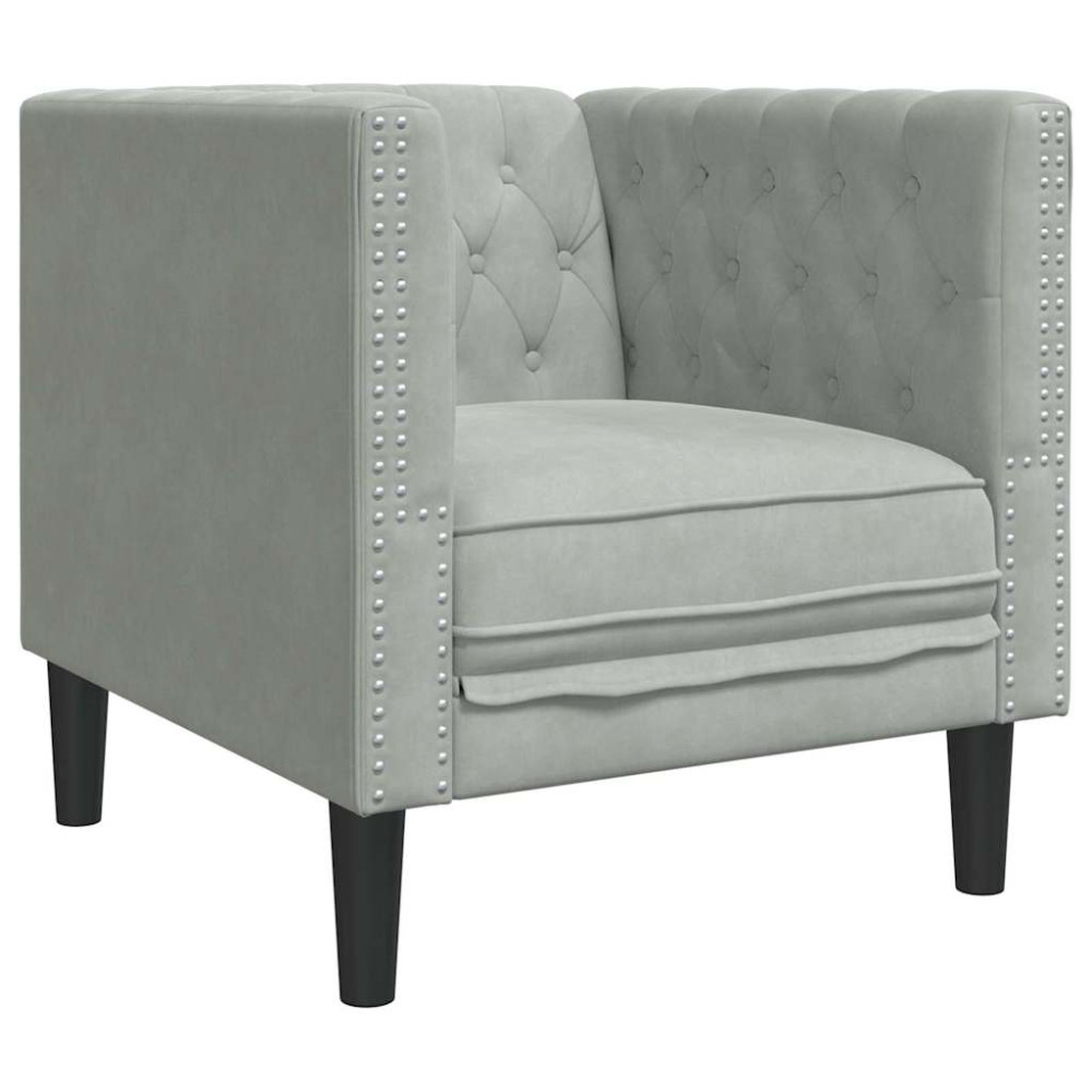 Produktbild för Vardagsrumsoffa 3 pcs Ljusgrå 194 x 74,5 x 70,5 cm Sammet
