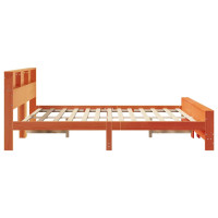Produktbild för Sängram med huvudgavel Vaxbrun 200 x 200 cm Massivt furu