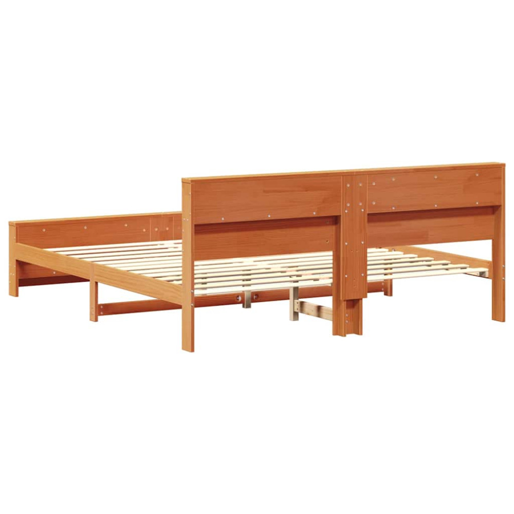 Produktbild för Sängram med huvudgavel Vaxbrun 180 x 200 cm Konstruerat trä