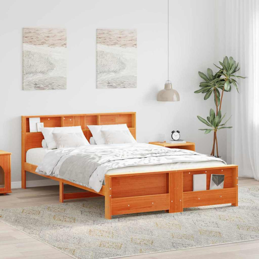 Produktbild för Sängram med huvudgavel Vaxbrun 160 x 200 cm Konstruerat trä