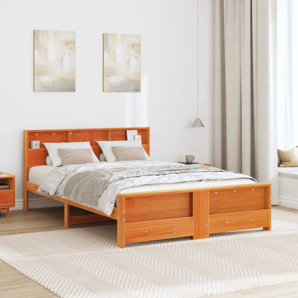 Produktbild för Sängram med huvudgavel Vaxbrun 160 x 200 cm Konstruerat trä