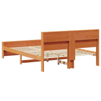 Produktbild för Sängram med huvudgavel Vaxbrun 160 x 200 cm Konstruerat trä