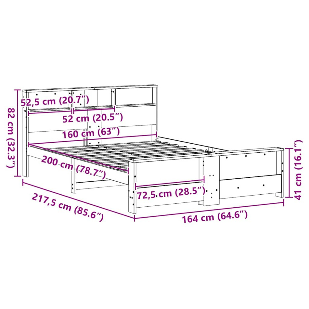 Produktbild för Sängram med huvudgavel Vaxbrun 160 x 200 cm Konstruerat trä