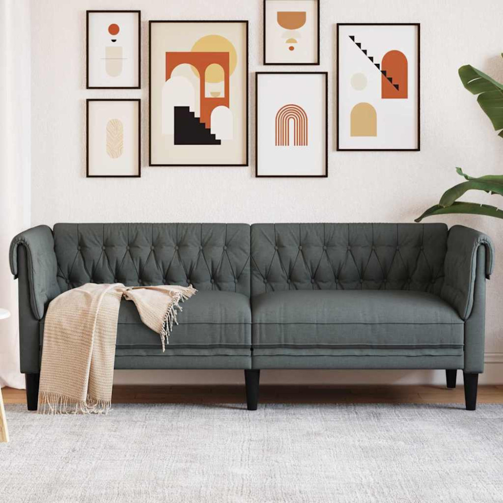 Produktbild för Soffa Mörkgrå 201,5 x 74,5 x 74,5 cm Polyester