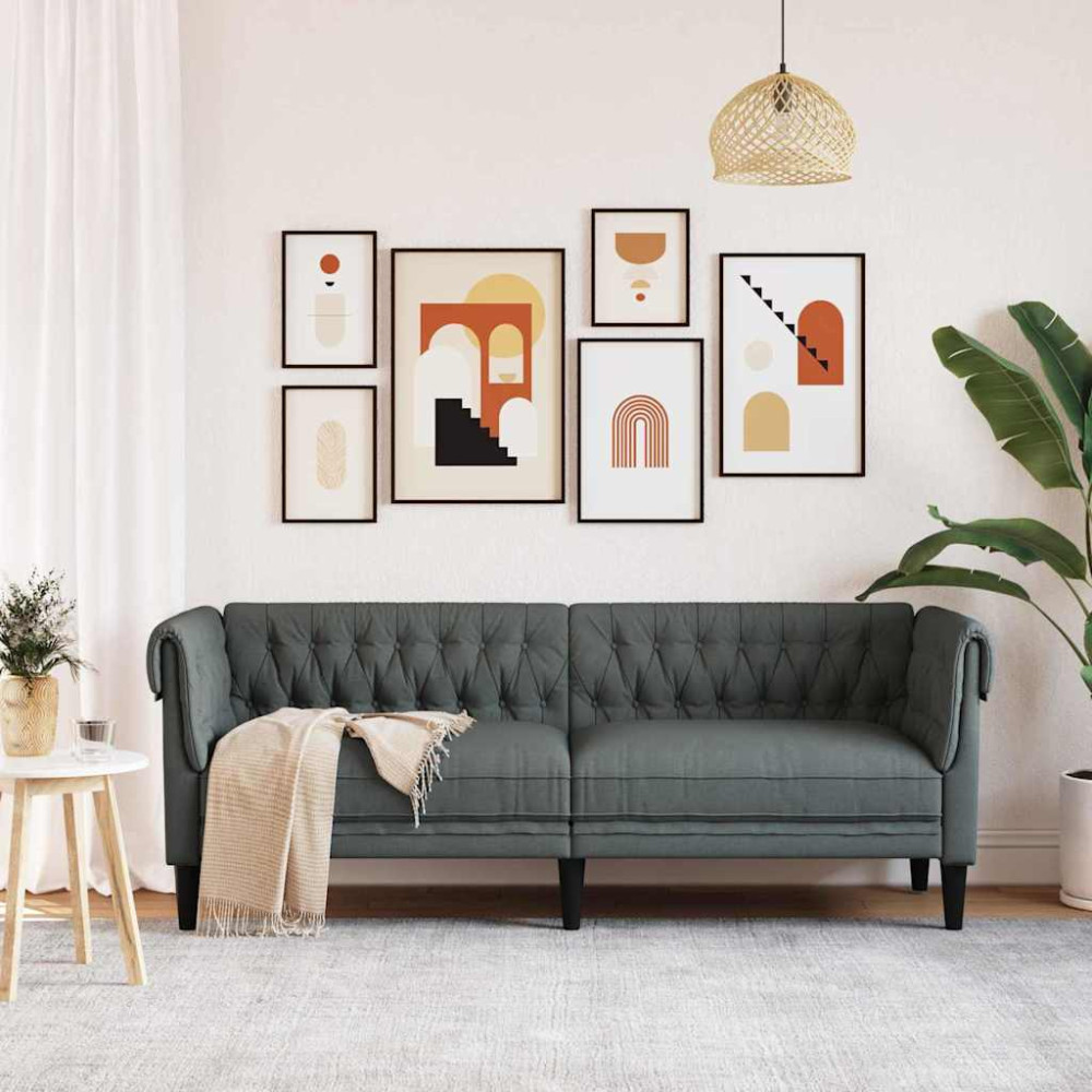 Produktbild för Soffa Mörkgrå 201,5 x 74,5 x 74,5 cm Polyester