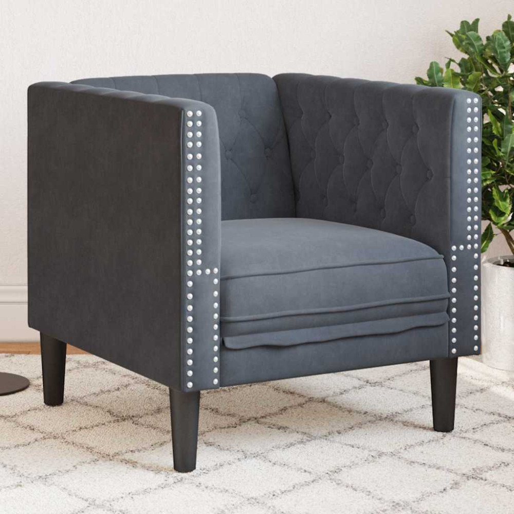 Produktbild för Soffa Mörkgrå 74,5 x 71 x 70,5 cm Sammet