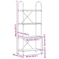 Produktbild för Hyllsystem Sonoma-ek 60 x 30 x 146 cm Konstruerat trä
