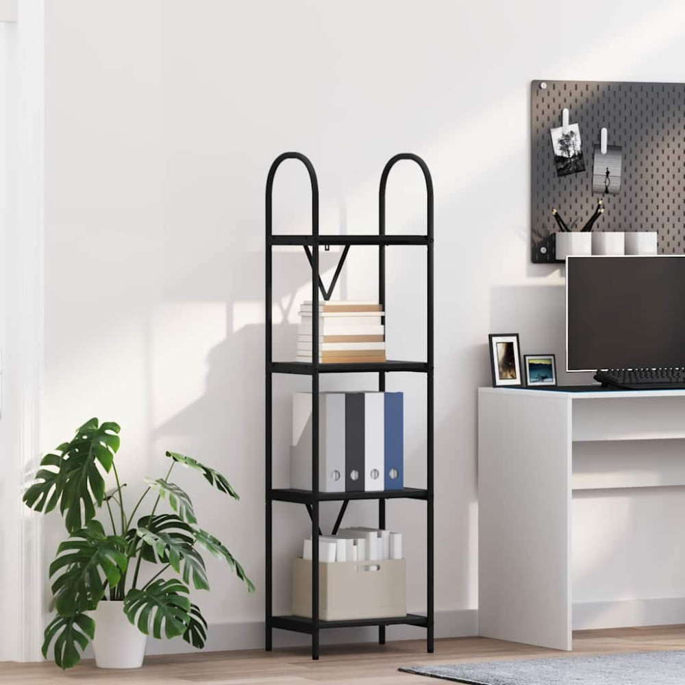 Produktbild för Hyllsystem Svart Ek 40 x 30 x 146 cm Konstruerat trä