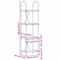 Produktbild för Hyllsystem Svart Ek 40 x 30 x 146 cm Konstruerat trä