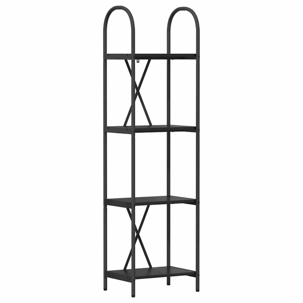 Produktbild för Hyllsystem Svart Ek 40 x 30 x 146 cm Konstruerat trä
