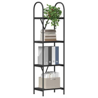 Produktbild för Hyllsystem Svart Ek 40 x 30 x 146 cm Konstruerat trä