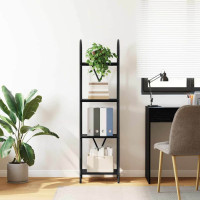 Produktbild för Hyllsystem Svart Ek 40 x 30 x 146 cm Konstruerat trä