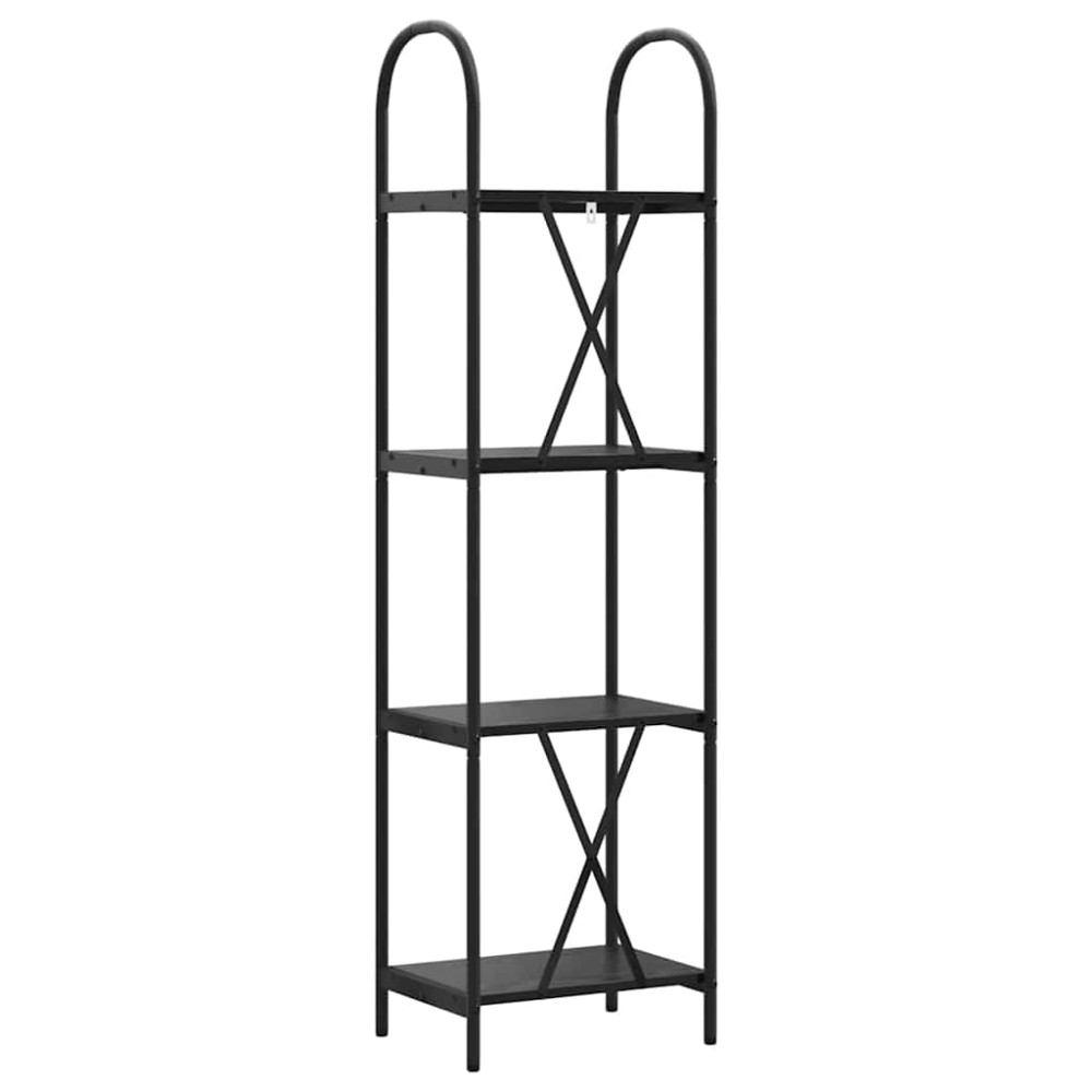 Produktbild för Hyllsystem Svart Ek 40 x 30 x 146 cm Konstruerat trä