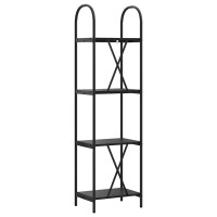 Produktbild för Hyllsystem Svart Ek 40 x 30 x 146 cm Konstruerat trä