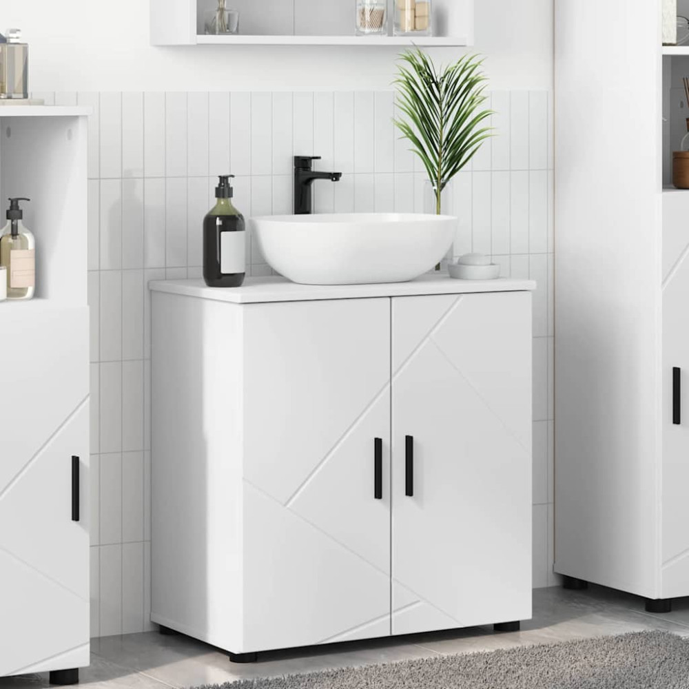 Produktbild för Badrumsskåp Vit 61 x 35 x 64 cm Konstruerat trä & Metall