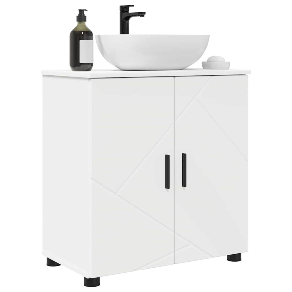 Produktbild för Badrumsskåp Vit 61 x 35 x 64 cm Konstruerat trä & Metall