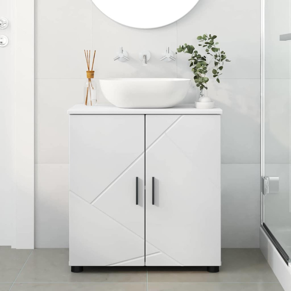 Produktbild för Badrumsskåp Vit 61 x 35 x 64 cm Konstruerat trä & Metall