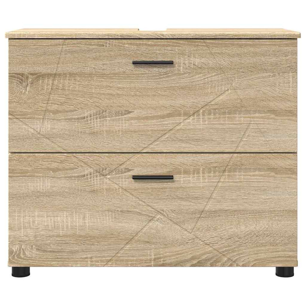 Produktbild för Badrumsskåp med låda med lagring Sonoma-ek 76,5 x 35 x 64 cm