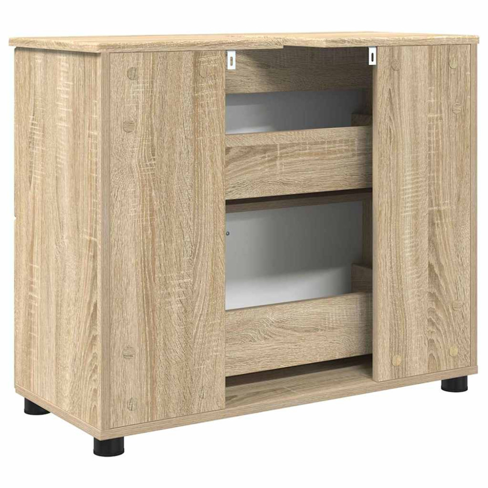 Produktbild för Badrumsskåp med låda med lagring Sonoma-ek 76,5 x 35 x 64 cm