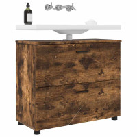 Produktbild för Badrumsskåp Rökt ek 76,5 x 35 x 64 cm Konstruerat trä & Metall