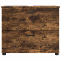 Produktbild för Badrumsskåp Rökt ek 76,5 x 35 x 64 cm Konstruerat trä & Metall