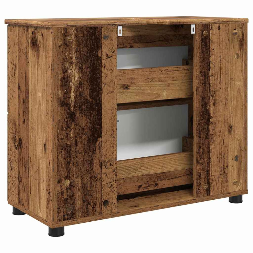 Produktbild för Badrumsskåp med låda med lagring Gammalt trä 76,5 x 35 x 64 cm