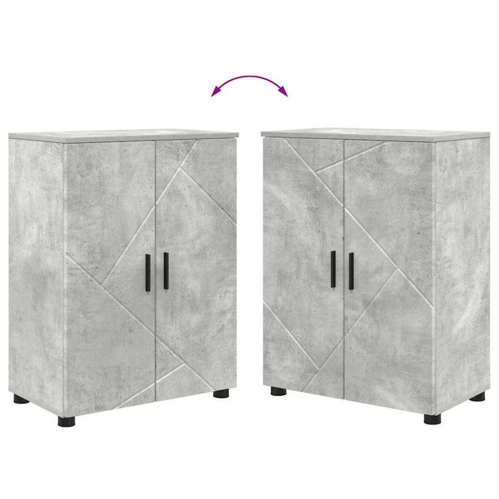 Produktbild för Badrumsskåp Betonggrå 60 x 35 x 80 cm Konstruerat trä, Metall