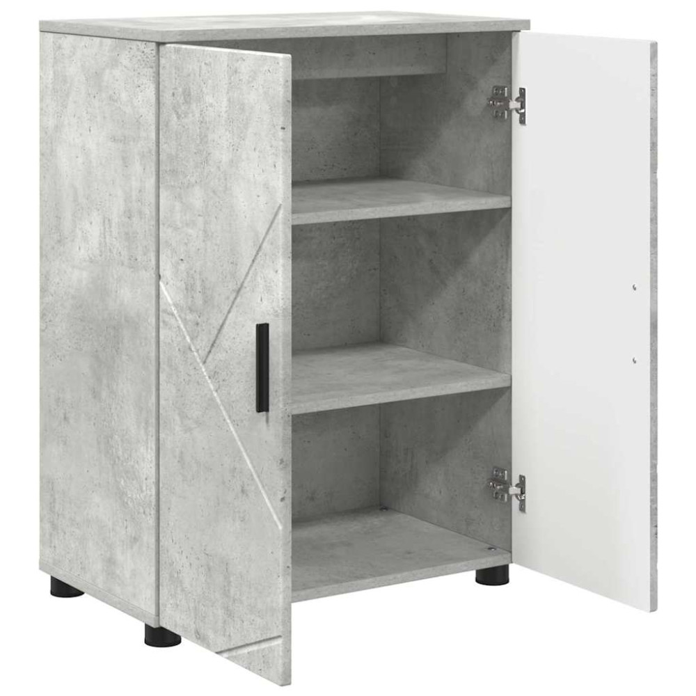 Produktbild för Badrumsskåp Betonggrå 60 x 35 x 80 cm Konstruerat trä, Metall