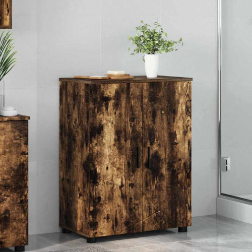 vidaXL Badrumsskåp Rökt ek 60 x 35 x 80 cm Konstruerat trä & Metall