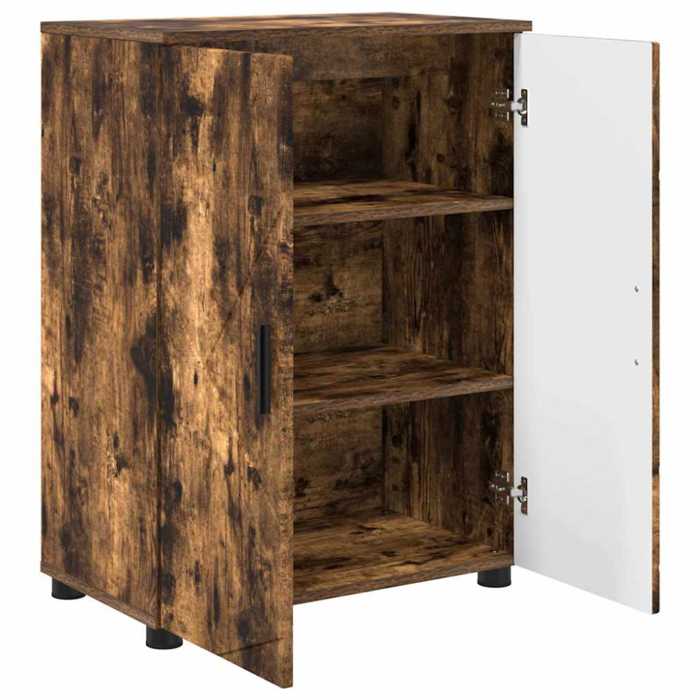 Produktbild för Badrumsskåp Rökt ek 60 x 35 x 80 cm Konstruerat trä & Metall