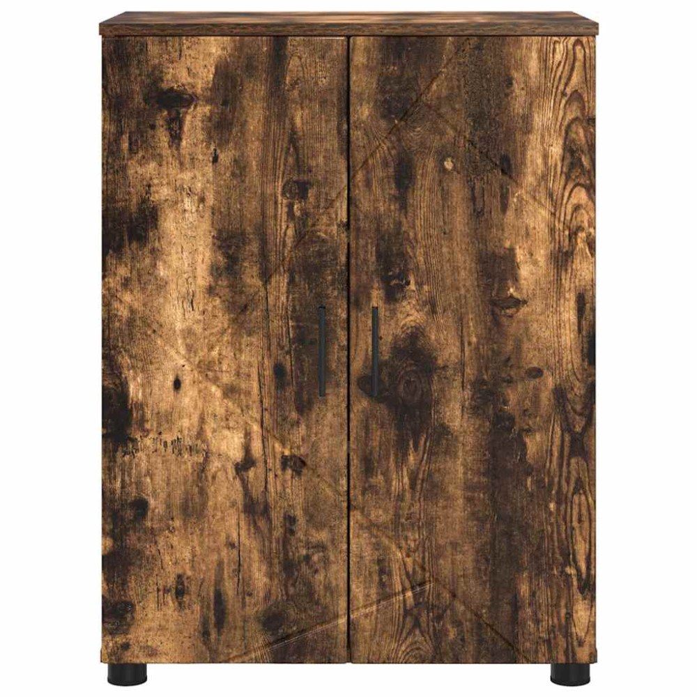 Produktbild för Badrumsskåp Rökt ek 60 x 35 x 80 cm Konstruerat trä & Metall