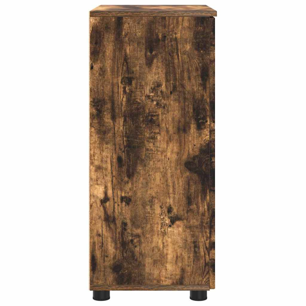 Produktbild för Badrumsskåp Rökt ek 60 x 35 x 80 cm Konstruerat trä & Metall